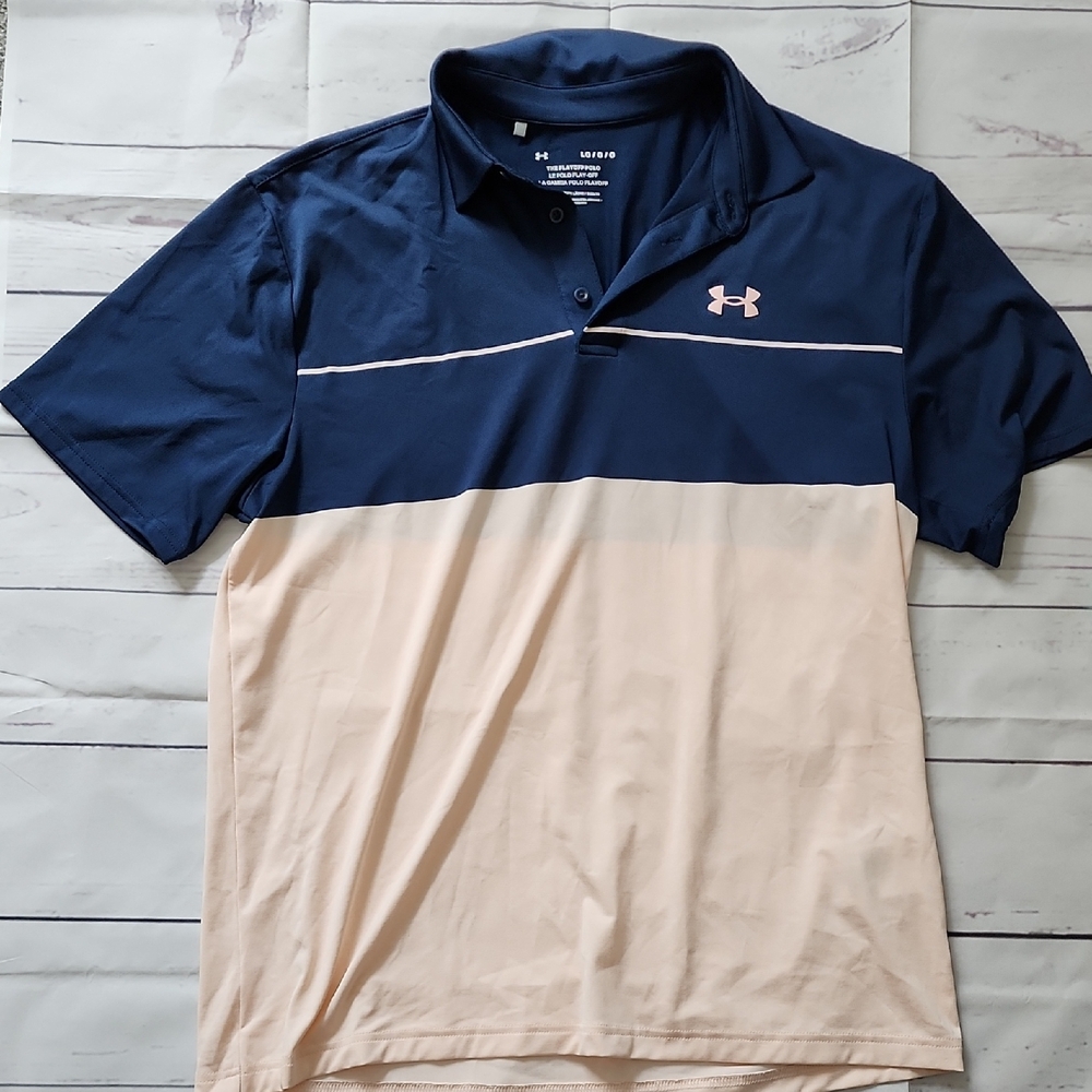 Under Armour Blue Pink Polo Shirt Performance Fit